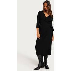 Femme - Long Robes Vila Long Gilet Ceinturé Maille Côtelée - Taille Noir