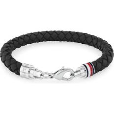 Man Bracelets sale Tommy Hilfiger Iconic Black Leather Braided Bracelet BLACK One