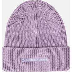 Purple Beanies Calvin Klein Jeans Institutional Ribbed-Cotton Blend