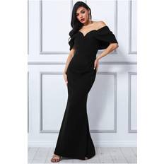 Chiffon - Long Dresses Goddiva Off The Shoulder Draped Sleeve Maxi Dress