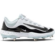 Nike Laced Baseball Shoes Nike Men's Alpha Huarache Elite Low Metal Baseball Cleats White/Black White/Black