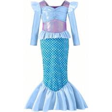 Pojkar Klänningar Shein Girls' Cute Mermaid Printed Dresses