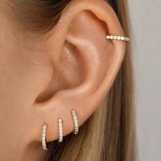 Shein 8pairs/set Simple C-shaped Rhinestone Copper Earrings For Women, Ideal For Dating, Holiday And Christmas Gifts