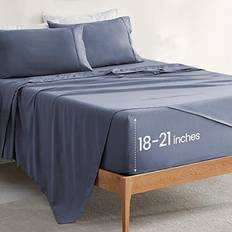 SLEEP ZONE ZONE Extra Deep Pocket King Bed Sheet Blue