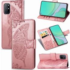 ExpressVaruhuset OnePlus 8T Lompakkokotelo 4-Pocket Motif Butterfly Pink