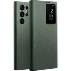 Smart View Samsung Galaxy S22 Ultra 5G Flip Lædercover Grøn