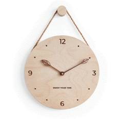 Bamboo Clocks ChaoChuang Simple Style 12Inches Wooden Hanging Rope Cafe Wall Clock