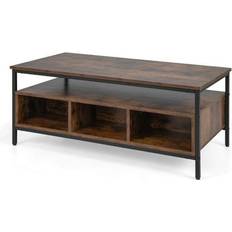 Costway Wooden Cocktail Center with Storage Shelf Coffee Table