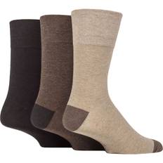 Brown Socks Gentle Grip Mens Pair Gentle Grip Cotton Argyle Patterned and Striped Socks Contrast Heel and Toe Brown Natural 6-11