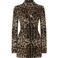 Leopard Blazers Dolce & Gabbana leopard-print double-breasted blazer women Nylon/Rayon/Elastane/Polyester Neutrals