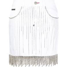 Philipp Plein Skirts Philipp Plein crystal-embellished denim skirt women Polyester/Cotton/Cotton/Leather/glass White
