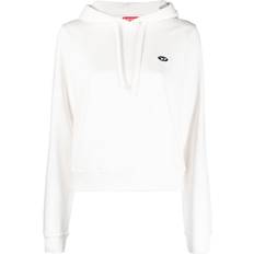 Diesel Women Jumpers Diesel logo-patch drawstring hoodie women Cotton White