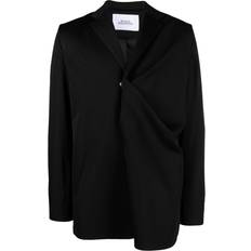 Bianca Saunders gathered single-breasted blazer men Virgin Wool/Polyester/Cotton/Acetate/Viscose Black
