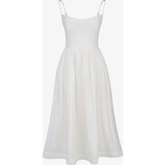 House of CB Womens Ivory Lolita Square-neck Fitted-bodice Stretch-cotton Midi Dress