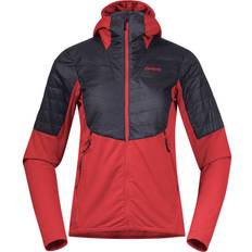 Bergans Women's Senja Midlayer Hood Jacket, XS, Light Dahlia Red/Solid Charcoal