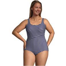 Lands' End Women Swimsuits Lands' End Women Plus Chlorine Resistant Scoop Neck Soft Cup Tugless Sporty One Piece Swimsuit Print