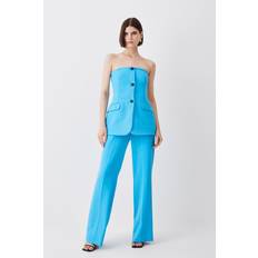 Square Jumpsuits & Overalls Karen Millen Compact Stretch Tailored Button Bodice Jumpsuit Aqua