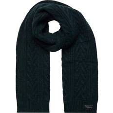 Superdry Scarfs Superdry Womens Cable Lux Scarf, Cable Knit Design, Signature Logo Patch Jungle Green Marl One