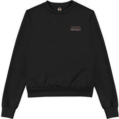 Colmar Round Neck Sweatshirt With Opalescent Lettering Dam, Svart