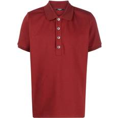 Balmain Men Polo Shirts Balmain monogram-pattern piqué polo shirt men Cotton/Elastane Red