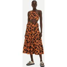 Whistles Women's Tropical Floral Tiered Skirt Brown/Multi