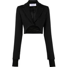 Off-White Blazers Off-White high-low cropped blazer women Polyester/Spandex/Elastane/Cupro/Viscose/Virgin Wool Black