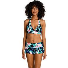 Black - Women Bikini Tops La Blanca Women's Halter Triangle Swimsuit Top, Black//Nightfall Blooms