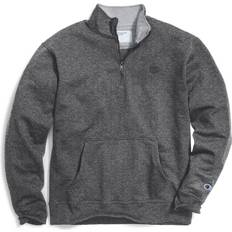 Outerwear Champion Men's Powerblend Quarter-Zip Fleece Jacket, Granite Heather