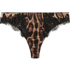 Dolce & Gabbana Brown Underwear Dolce & Gabbana leopard-print lace-trim thong women Silk/Cotton/Elastane/Nylon Brown