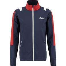 Swix Men's Standard Infinity Windproof Water-Resistant All-Round Cross-Country Jacket, Dark Navy Red
