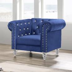 Blue Armchairs Classic Emma Velvet Chesterfield