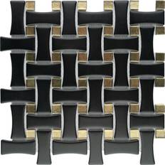 Brown Mosaic Tiles Merola Tile Merola Tile Metro Dog Bone Basketweave Matte Dot Mosaic Tile