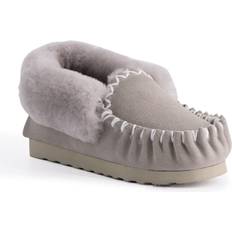 Grey - Women Moccasins AUS WOOLI AUSTRALIA Hand Stitched Sheepskin Moccasin