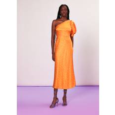 Midi Dress - Orange Dresses Whistles Women's One Shoulder Sally Dress Orange/Multi