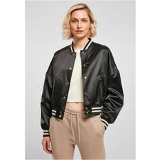 Dam - Satin Ytterkläder Urban Classics Dam kort överdimensionerad satin collegejacka, svart