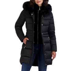 M Coats Tahari Women's Dana Hooded Puffer Coat Black