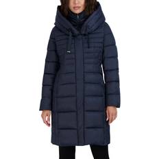 Blue - Women Coats Tahari Dana Quilted Hooded Coat Galaxy