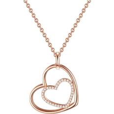 Men - Rose Gold Plated Necklaces Rafaela Donata Rafaela Donata Womens Necklace with pendant sterling silver rose gold zirconia white 40cm