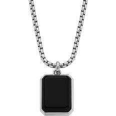 Fossil Herre Halskæder Fossil All Stacked Up Black Agate Pendant Necklace, One Colour, Men One Colour