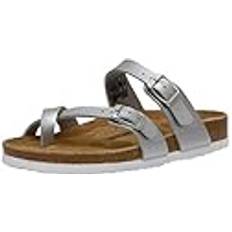 Luna Cork Footbed Sandal with Comfort - Silver