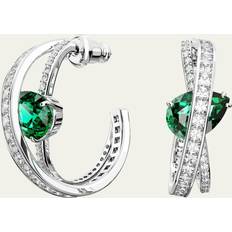 Swarovski Earrings Swarovski Hyperbola Rhodium-Plated Mix-Cut Crystal Hoop Earrings Green