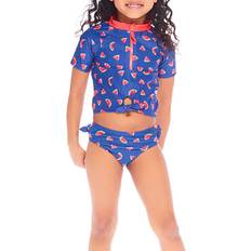 Polyester Wetsuit onderdelen Andy & Evan girls 2pc Rashguard Bikini Bottom Set 3T Blue