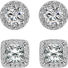 Quinlivan Halo Stud Earrings - Silver/Transparent