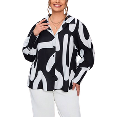 Shein Plus Graphic Print Button Front Shirt