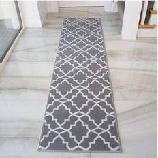 The Rug House Geometric Trellis Runner Blue