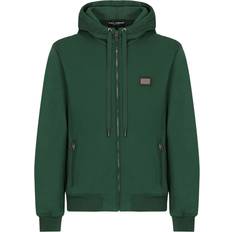 Dolce & Gabbana Green Jumpers Dolce & Gabbana logo-plaque cotton hoodie men Cotton Green