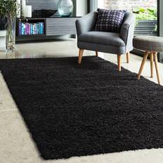 Carpets & Rugs The Rug Wholesaler Jet Super Soft Warm 25mm Black