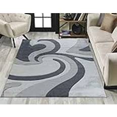Carpets & Rugs Serdim Rugs Valencia Modern Swirl Carved Grey, Black cm