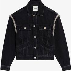 Sandro Womens Black Embellished Denim Jacket