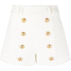 Balmain Women Shorts Balmain button-embellished tweed shorts women Polyamide/Virgin Wool/Cotton/Cotton/Viscose White